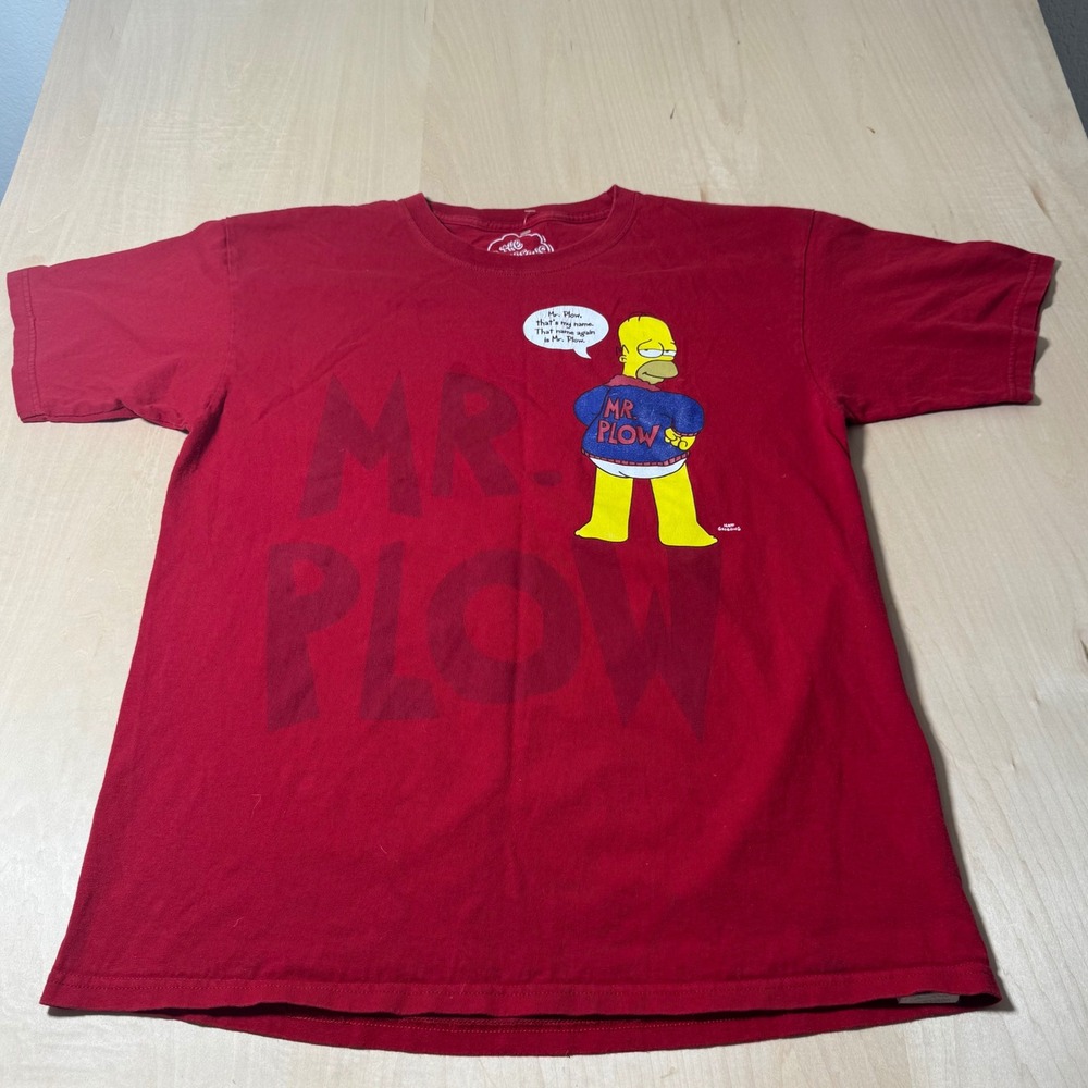 The Simpsons Mr. Plow Graphic T-Shirt Mens Red Cartoon Character‎ 2012